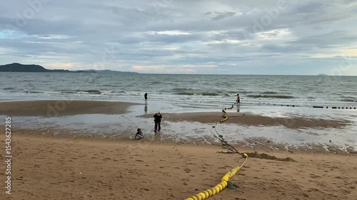 Sunset in cloudy day at pattaya beach.