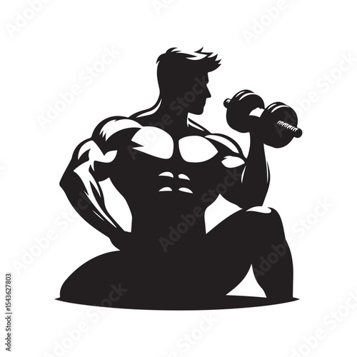 gym workouts vector silhouette clip art logo design illustration