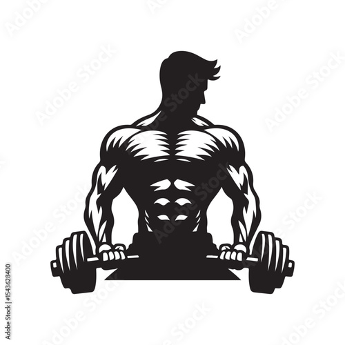 gym workouts vector silhouette clip art logo design illustration