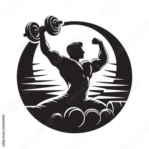 gym workouts vector silhouette clip art logo design illustration