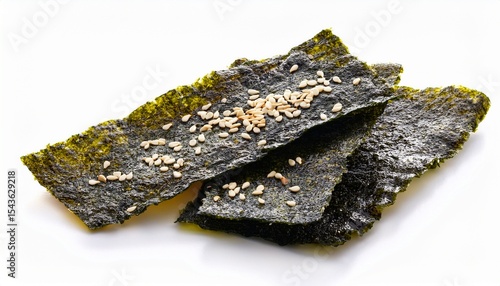 korean roasted seaweed snack with sesame seeds vegan isolated
