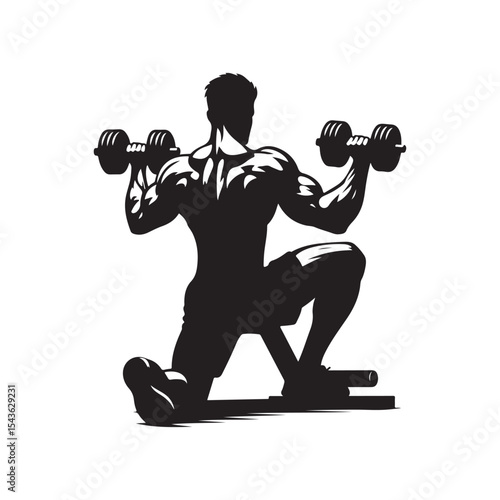 gym workouts vector silhouette clip art logo design illustration