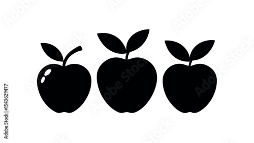 Three Simple Apple Silhouettes A Set of Vector Icons for Education, Health, and Nature Designs