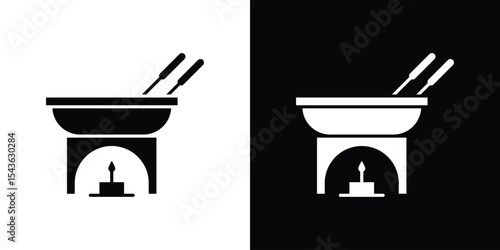 Fondue pot icon collection. line stroke icon. EPS 10