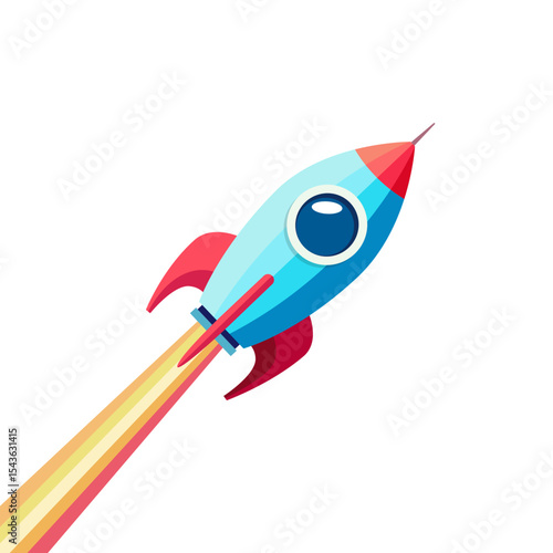 Flying rocket on transparent background, conceptual vector illustration representing successful business or project.
