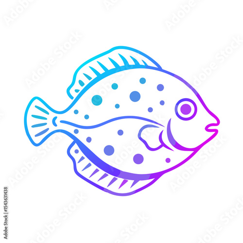 Flatfish graphic illustration in blue and purple colors  