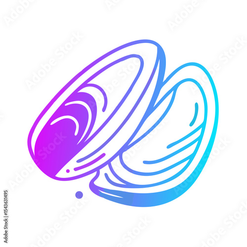 Abstract illustration of mussels in blue and purple gradient style  