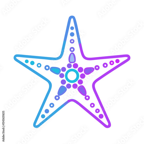 Colorful starfish illustration with decorative elements and dots  
