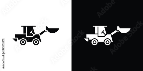 Front Loader truck icon collection. line stroke icon. EPS 10