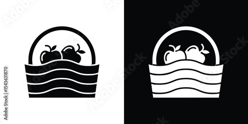 Fruit basket icon collection. line stroke icon. EPS 10