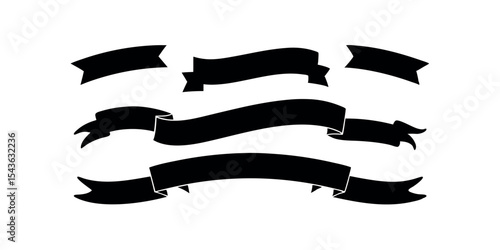 Decorative Ribbon Banner Vector Set, Curved and Wavy Banners for Retro Labels, Vintage Badges, Promotional Graphics, Invitations, Logo Designs, and Event Branding
