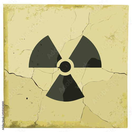 Radioactive hazard symbol illustration on cracked surface for science and safety concepts
