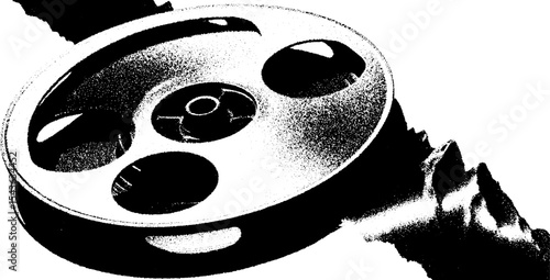 High contrast black and white abstract of a film reel for creative design