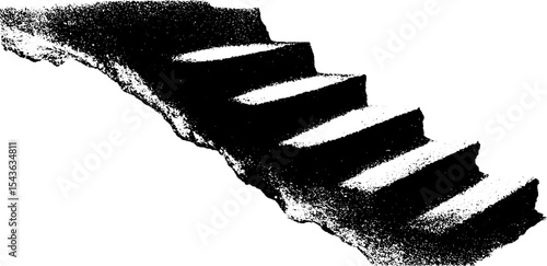High contrast floating staircase in black and white design for artistic and modern interiors