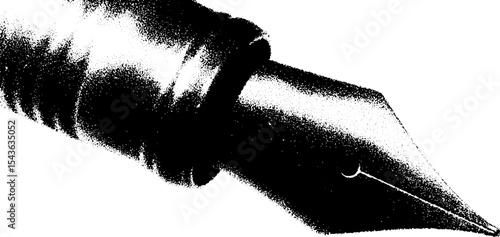 High contrast black and white fountain pen nib in abstract style