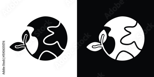 Green earth planet icon collection. line stroke icon. EPS 10