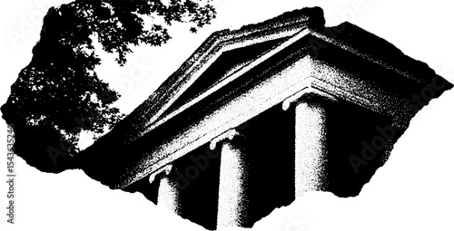 Wallpaper Mural Architectural fragment with classic columns and oak branch silhouette for design concepts Torontodigital.ca