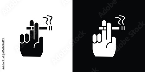 Hand holding cigarette icon collection. line stroke icon. EPS 10
