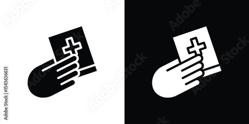 Hand in Bible icon collection. line stroke icon. EPS 10