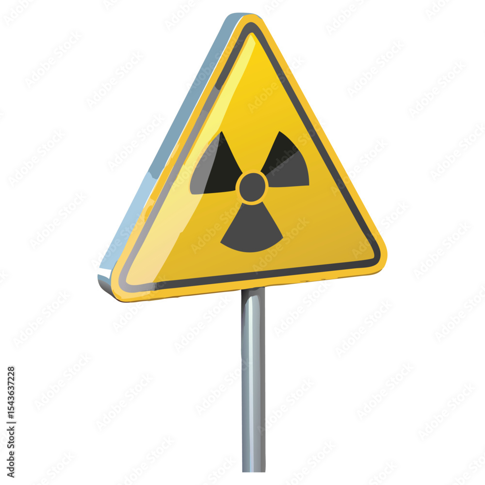 Radiation hazard alert sign yellow triangle warning radioactive material safety precaution area danger zone Radiation hazard alert sign yellow triangle warning radioactive material safety precaution area danger zone