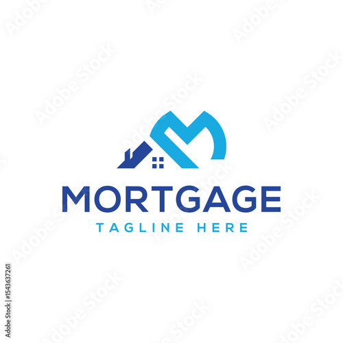 letter mark m mortgage logo design monogram home roof shape property sign