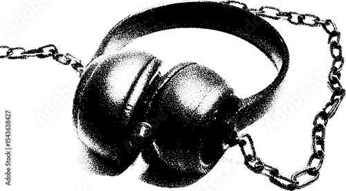 High contrast black and white headphones with chain design for music accessories