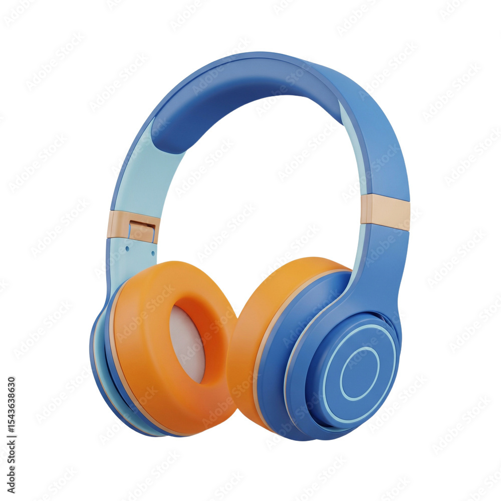 3D Render of Blue and Orange Headphones 3D Render of Blue and Orange Headphones