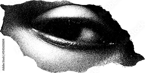 High contrast black and white eye with holographic foil effect for creative designs