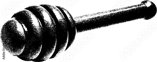 High contrast black and white abstract honey dipper design for kitchen decor