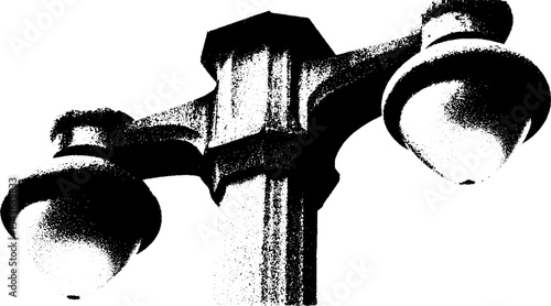 Abstract black and white high contrast lamppost design for urban art theme