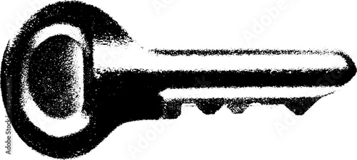 High contrast silhouette of a lockpick key in black and white for security design