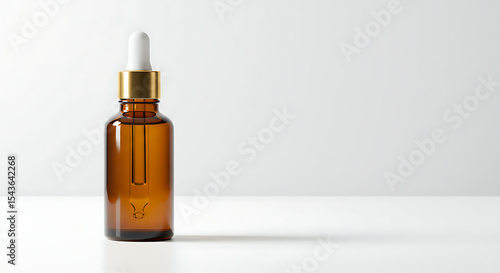 Wallpaper Mural glass bottle, amber liquid, glass dropper, beauty product, cosmetic, skin care, oil, serum, luxury, minimalist, white background
 Torontodigital.ca