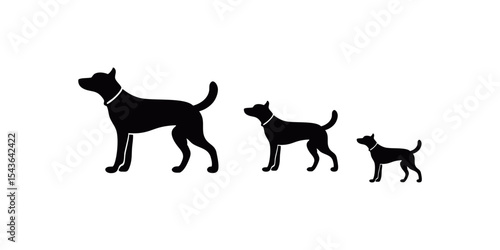 Dog Silhouette Walking Group Vector Illustration