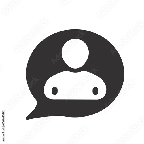 Black and White Speech Bubble Icon Representing Communication, Chat, or Messaging Isolated on White Background
