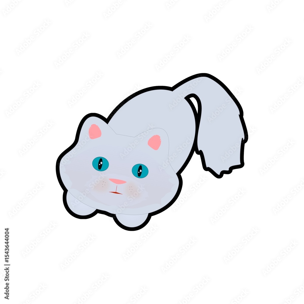 Naklejka premium Linda Gatita prediseñada vectorial de gata esponjosa. 