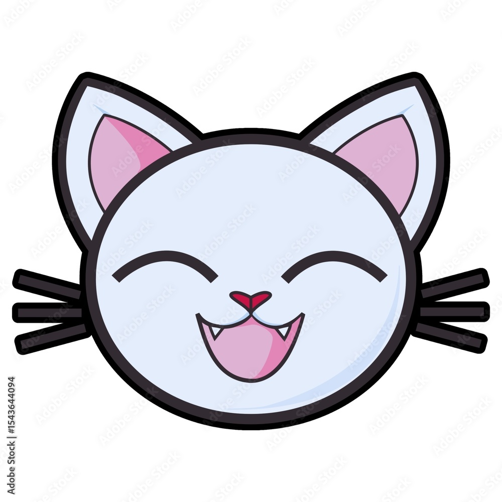 Arte lineal de Kawaii Kitty, Gatita feliz. Arte lineal de Kawaii Kitty, Gatita feliz.