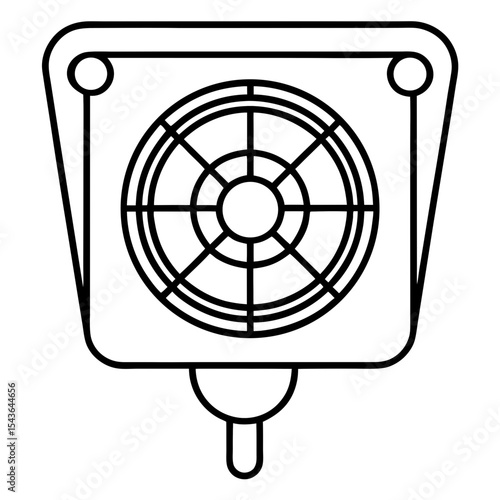 Wall-Mounted Fan Regulator with Turn Dial – Vector Line Art Illustration