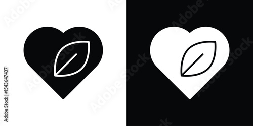 Leaf heart icon collection. line stroke icon. EPS 10