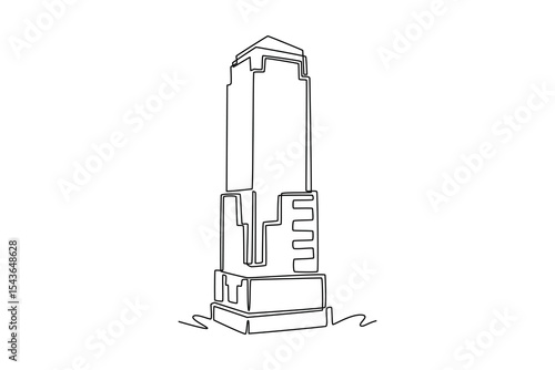  Sky building concept. Single line draw design. Vector graphic illustration