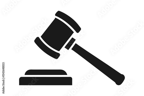 auction hammer icon silhouette on white background