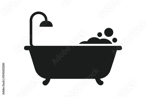 bath tub with shower icon isolated on white background