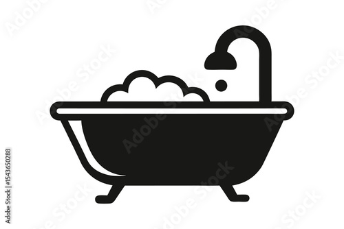bath tub with shower icon isolated on white background