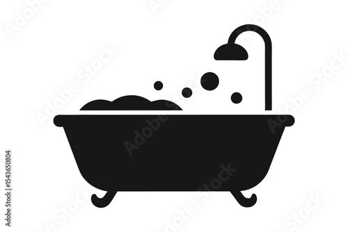 Bath icon silhouette isolated on white background