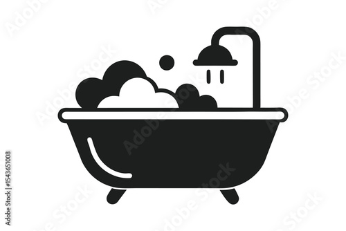 Bath icon silhouette isolated on white background