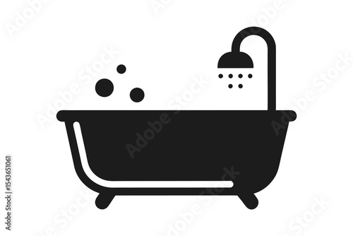 Bath icon silhouette isolated on white background