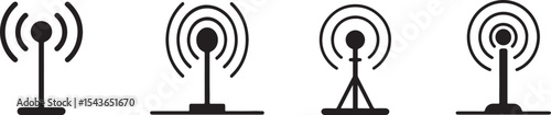 antenna vector set hand drawn illustration. antenna silhouette vector icon set.