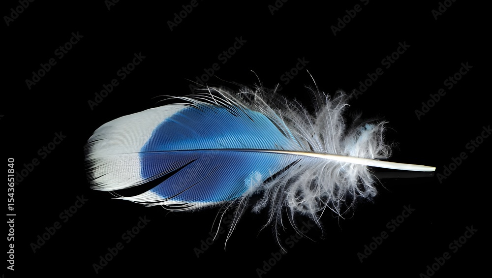 Obraz premium white feather on blue background