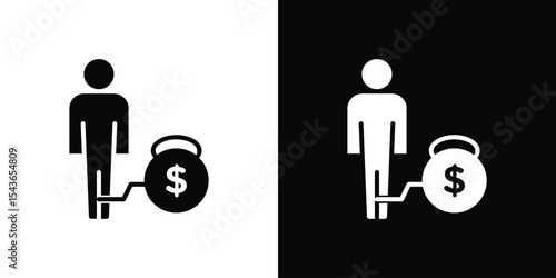 Man with weight debt icon collection. line stroke icon. EPS 10