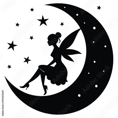 fashion woman silhouette with windblown hairstyle