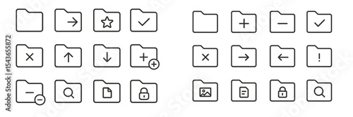 Simple outline icons for digital file management shown against a plain background in a linear style